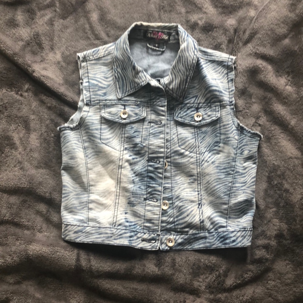 Zebra Print denim vest